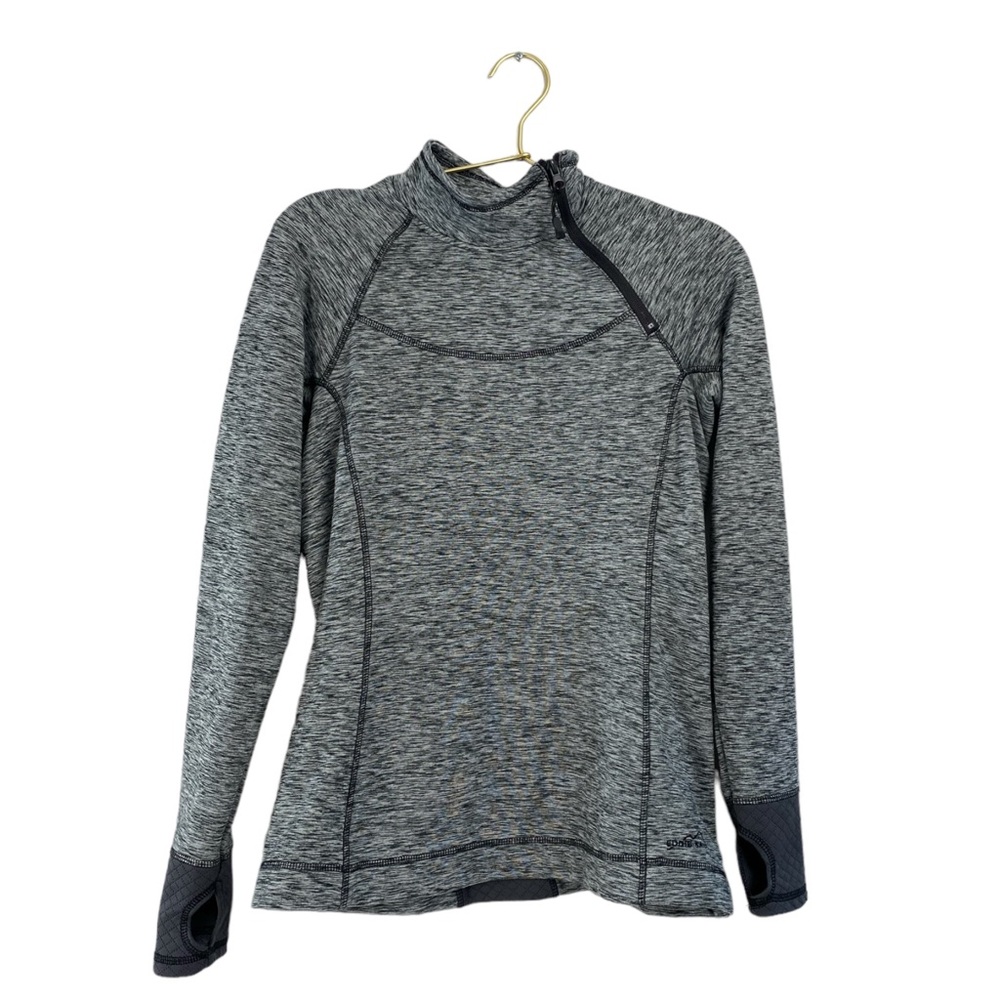 Eddie Bauer Womans Black Heather Quarter Zip Long Sleeve Pullover Size: S 0153